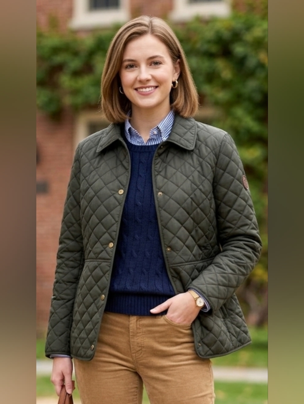 Lauren Ralph Lauren Quilted Jacket Olive Classic Preppy Riding Jacket Old Money